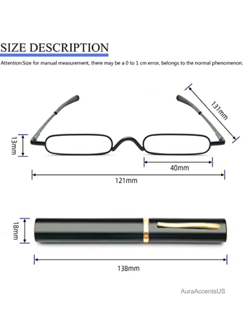 Mini Metal Reading Glasses with Case 2-Pack